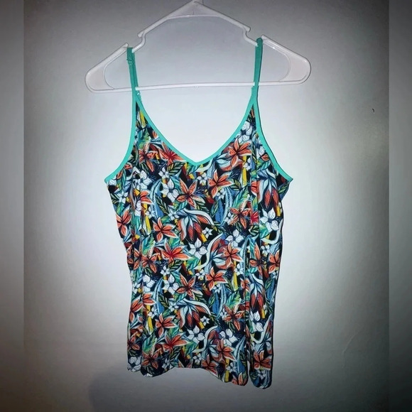 APT. 9 women's V-Neck floral Adjustable Spaghetti Strap Tank Top‎ Large tropical - Picture 1 of 3
